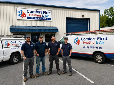 The crew outside the shop, after our retouching