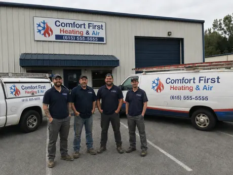 The crew outside the shop, as the customer sent it