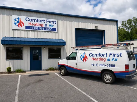 The shop and a service van, after our retouching