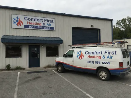 The shop and a service van, as the customer sent it